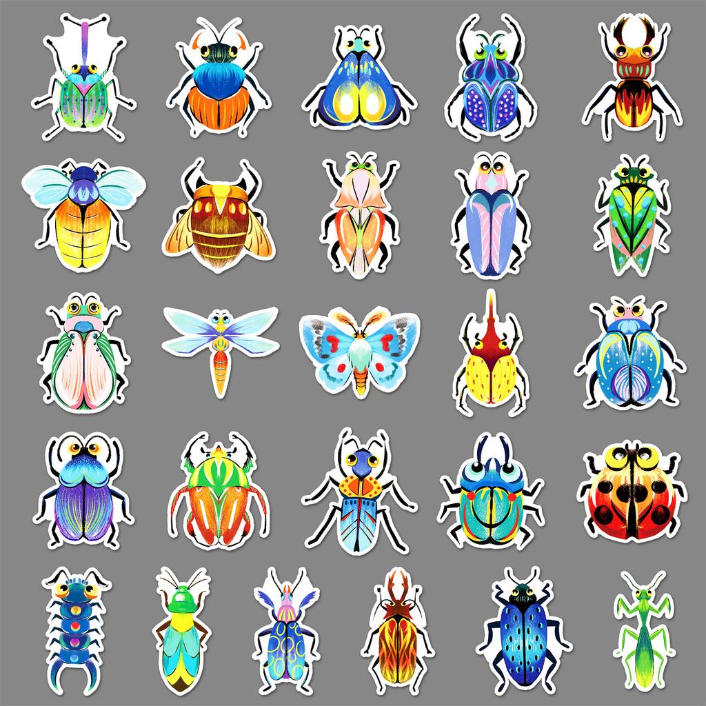 51 Insect Graffiti Stickers Cartoon Hand-drawn Decorative Laptop Mobile Phone Case Water Cup Stickers