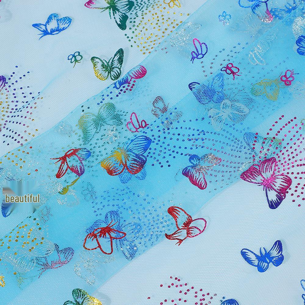 Seven-Color Hot Stamping Butterfly Mesh Fabric for Wedding Dresses, Evening Gowns, DIY Crafts, Women's and Children's Apparel Accessories