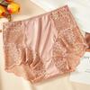 9089 Plus Size High Waist Lace Cutout Seamless Panties with Cotton Crotch
