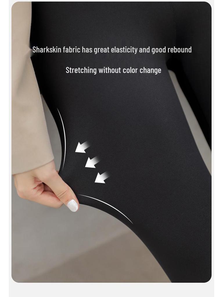High Waist Women's Velvet-Lined Yoga Leggings - Slimming & Thick Shark Skin Barbie Pants for Autumn/Winter
