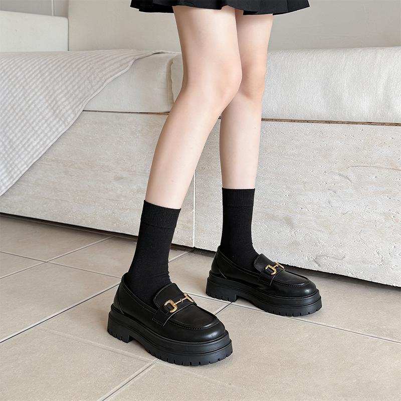 Women's Black Over-the-Knee Cotton Socks - Breathable, Antibacterial, Slimming JK Style