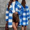 European and American cross-border autumn/winter new double-sided plush casual plaid long lapel button cardigan, women's jacket