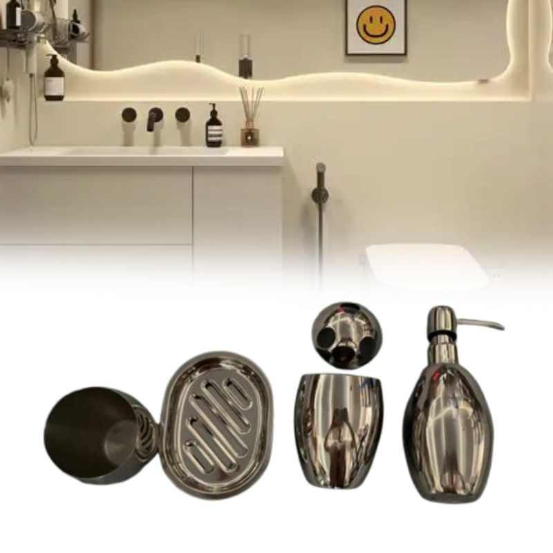 Stainless Bathroom Steel Set Storage Lotion Bottle Washbasin Cup Tool Durable
