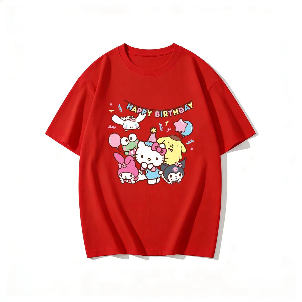 Highquality Trendy New Kuromi Cute Cartoon Print Tshirt Family Matching Outfits Casual Short Sleeve Tee for Women Unisex Kid