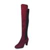 Elegant Women Boots Over Knee High Heel Stylish Winter Autumn Slip-on Lace-up Shoes
