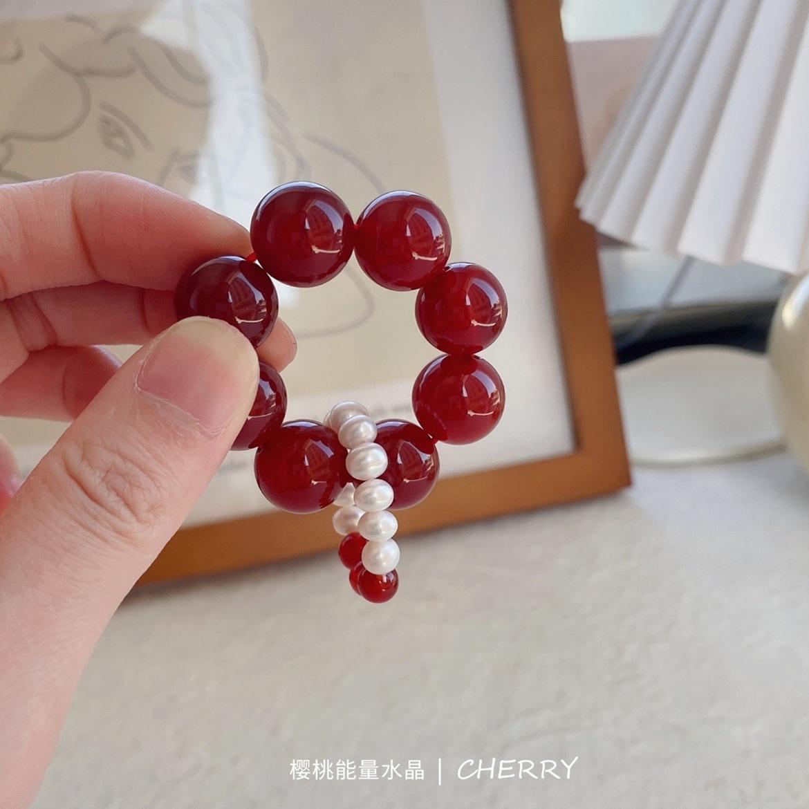 

Peach-shaped Salt Source Agate Pearl Bead Bracelet, Small Peach Hand-Twisted Beads for Girls, Women s Handheld Jewelry, Prayer Beads for Best Friends Red agate hand spinner