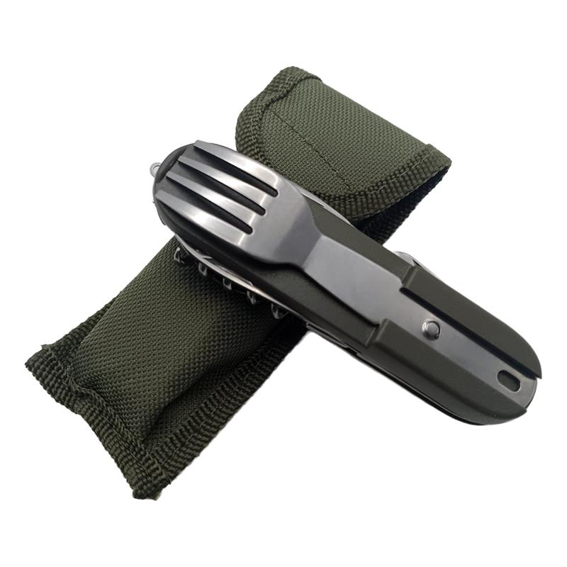 

7 в 1 многофункциональные столовые приборы для отдыха на природе портативный нож ложка вилка открывалка для консервов пикник кемпинг поход поход складные столовые приборы Green 1pc