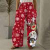 Women Fashion Christmas  Snowmen  Print Casual Loose Pants Plus Size Loose Pants