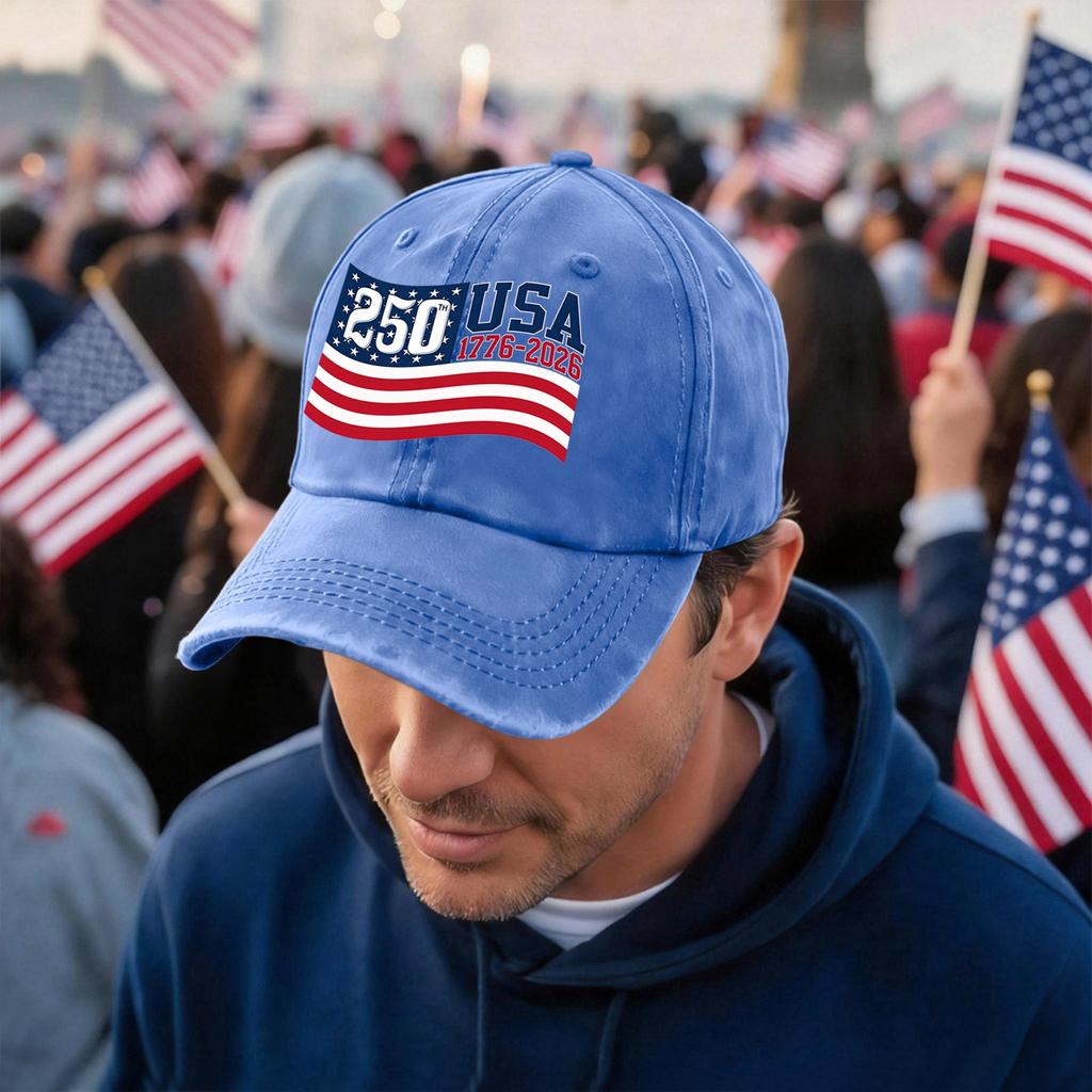 Men's and Women's Matching American 250th Anniversary Anniversary Embroidered Vintage Washed Baseball Cap