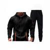 Mens Fleece-Lined Hooded Sweatshirt Set Casual Long Sleeve Tracksuit Winter Outfit