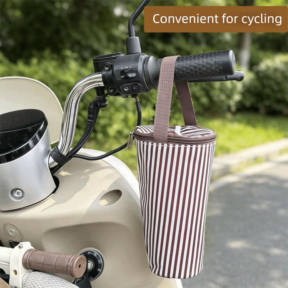 Cloth Bubble Tea Cup Sleeve Striped Pattern Thermal Insulation Drink Cup Carrier Portable Structure Carry Handle