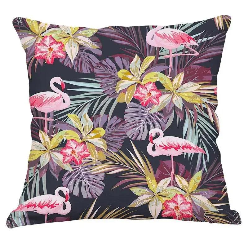 Home Living Room Sofa Bedroom Decorative Waist Pillow Cover Retro Floral Tropical Plant Print Pattern Cushion Cover