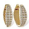 Exquisite Full Synthetic White Zircon Golden Plated Hoop Earrings Women's Elegant Concise Daily Banquet Wedding Jewelry