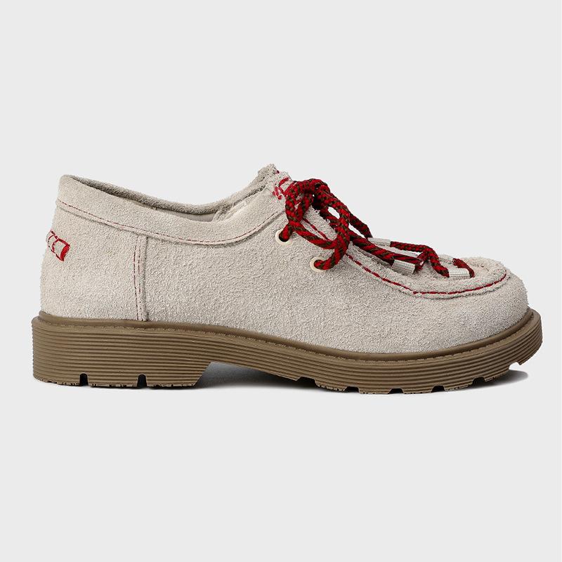 Fashion NEW Autumn Women Flats Platform Loafers Women Round Toe Single Shoes Woman Thick Bottom Suede Leather Shoes Women Mujer