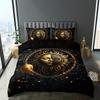 Moon Stars Celestial Sun Duvet Cover Set Golden Printed Bedding Set For Home Decor