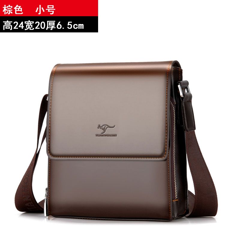 

Men Genuine Leather Casual Flip New Shoulder Bag Brown small size [no giveaway]]