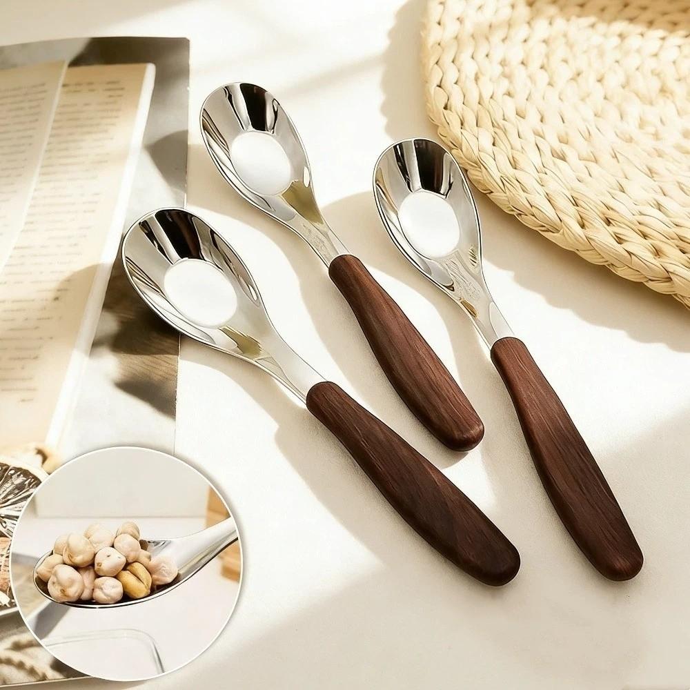 Rust-proof Wooden Chopsticks Set Japanese Style Two-Piece Tableware Stainless Steel Spoon Office