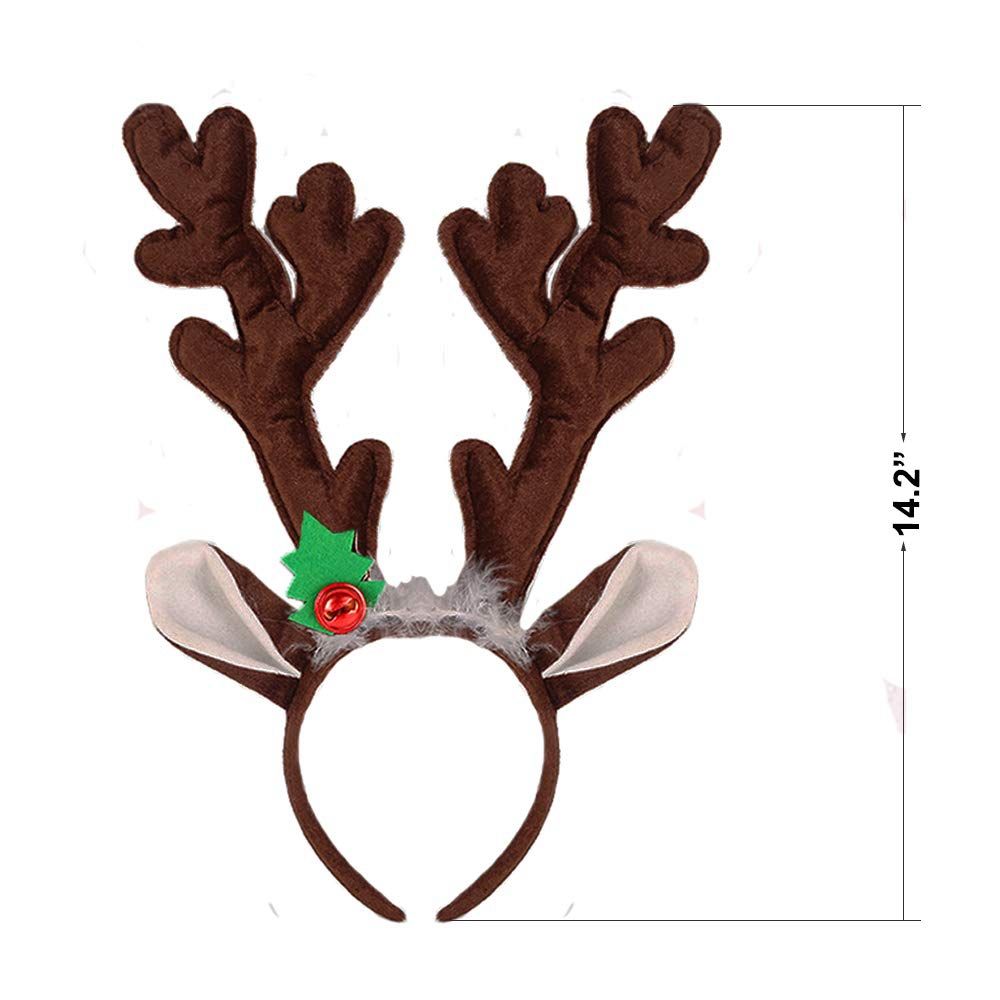 Bow Reindeer Bells Female Plush Hair Hoop Antlers Headband Christmas Decoration Christmas Headband