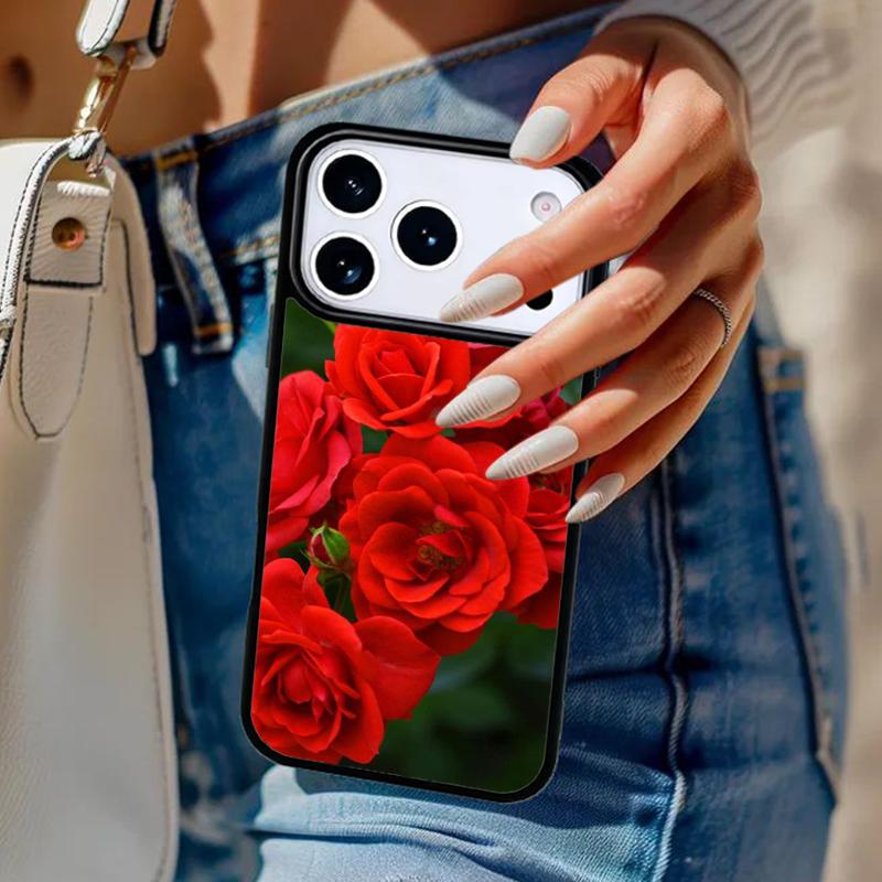 Bright Red Roses Flowers Phone Case For iPhone 17 Air 14 15 13 12 Max Cover For Apple 14 15 16 16e 11 Pro Max Plus Coque