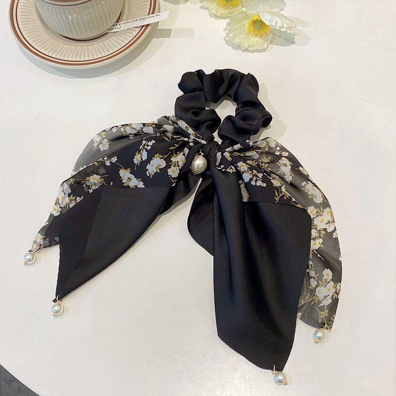 Temperament Floral Ribbon Hair Tie: High-End Summer Bow Hair Accessory for Women