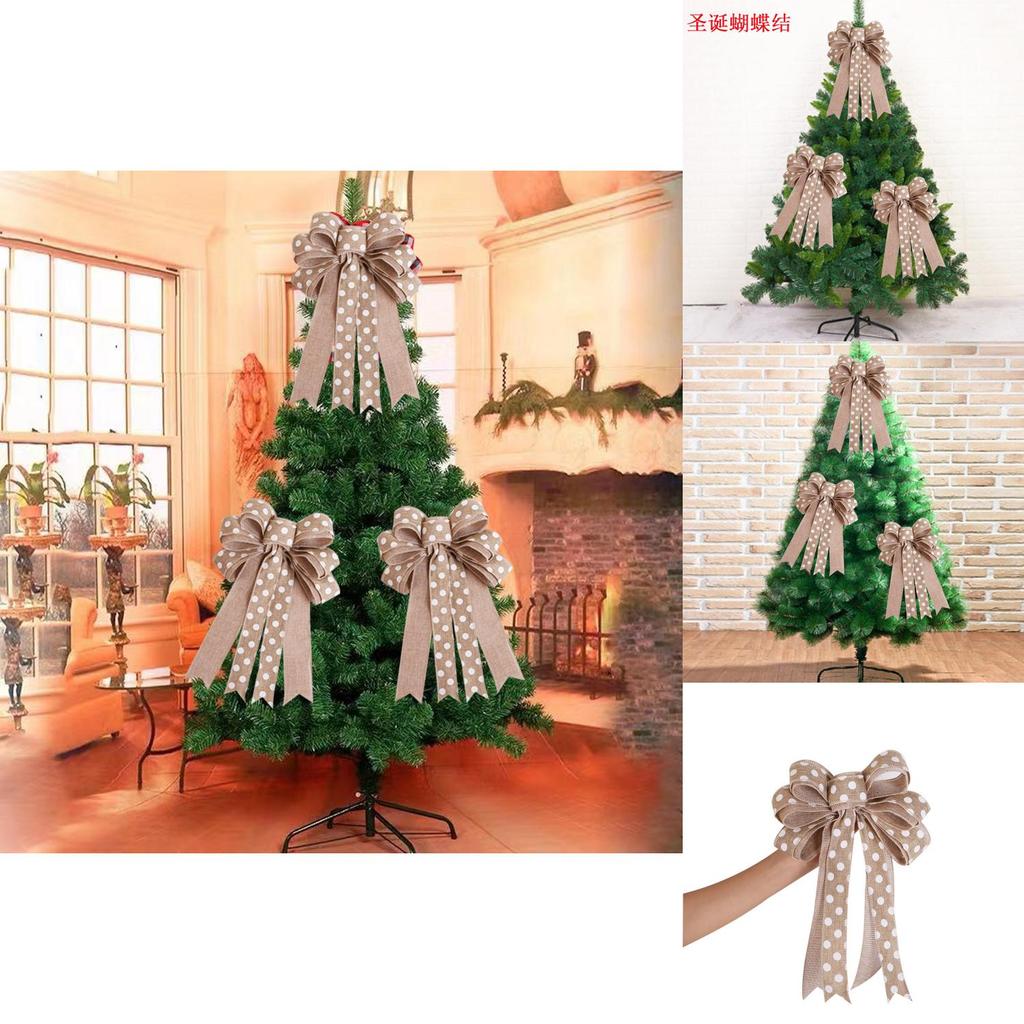 Unique Soft Fabric Christmas Bow Decoration Classic Handmade Bow For European Style Trees
