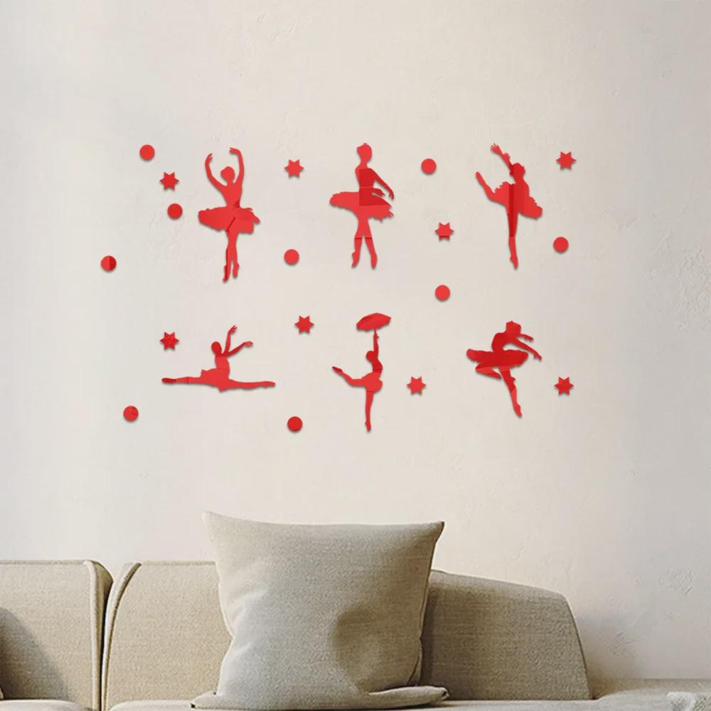 Ballet Girl Acrylic Mirror Wall Sticker for Kids' Room or Dance Studio