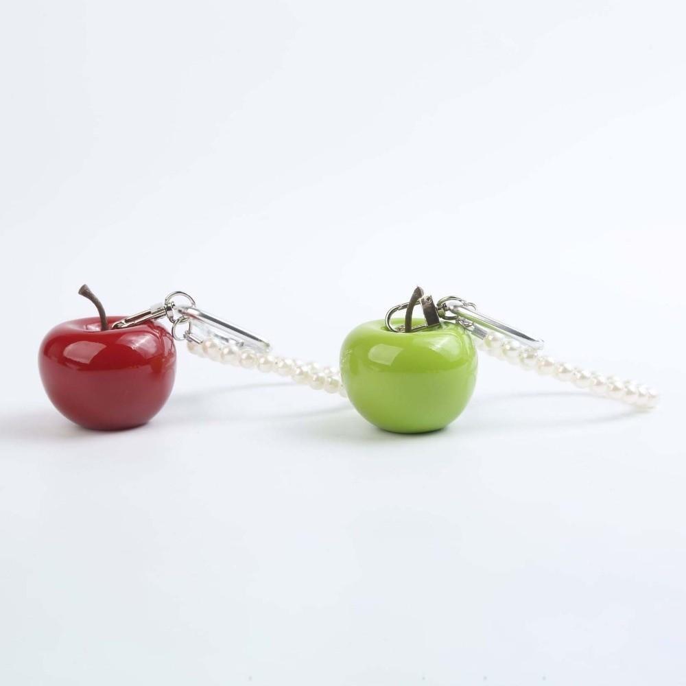 Red Fruit Bag Charm Resin Craft Pearl Key Ring Heart Pendant Fruit Key Chain Holiday Party