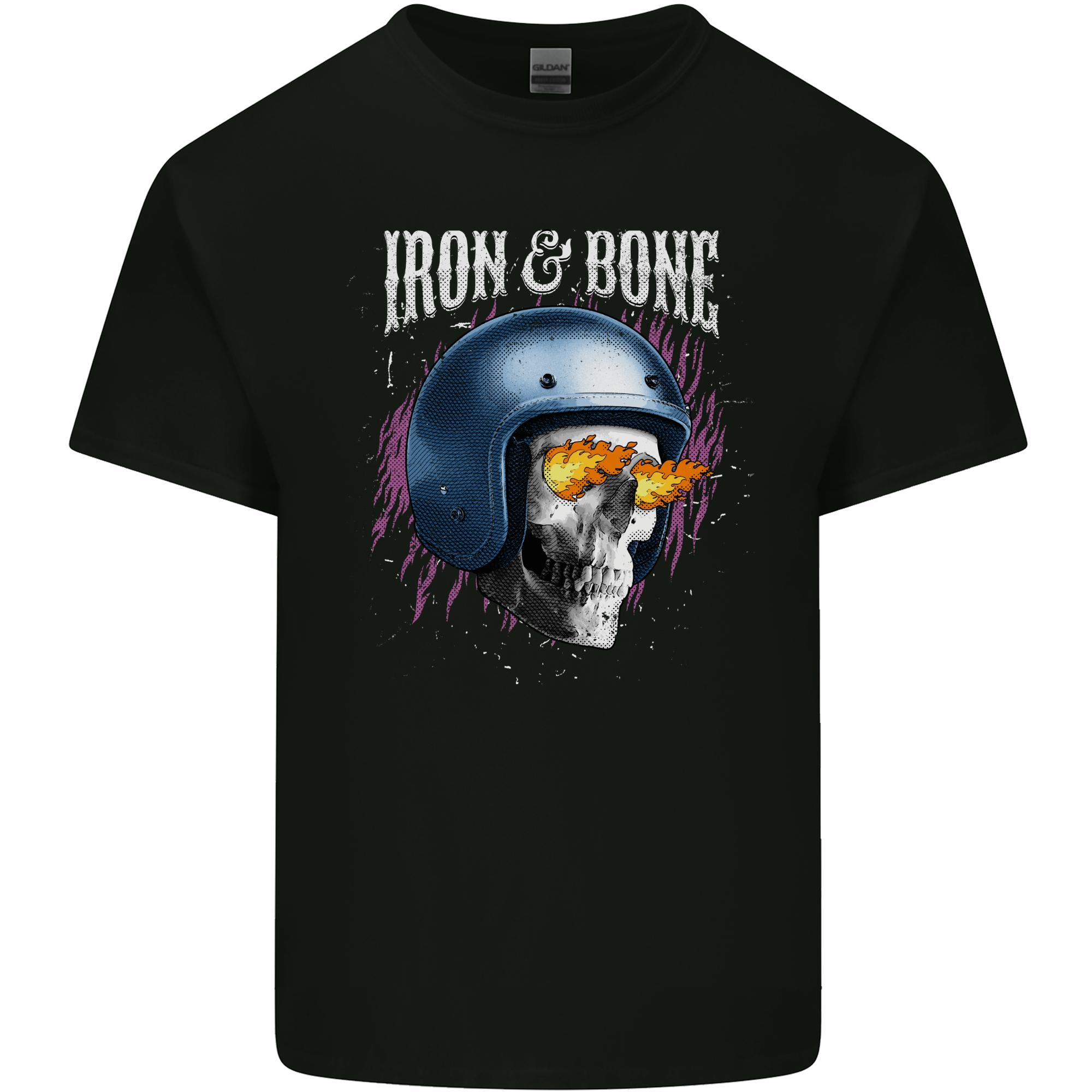 Iron and Bone Bike Skull Motorcycle Motorbike Unisexs Light Cotton TShirt S