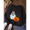 Girls' Stylish Round-Neck Sweatshirt, Casual Print Top