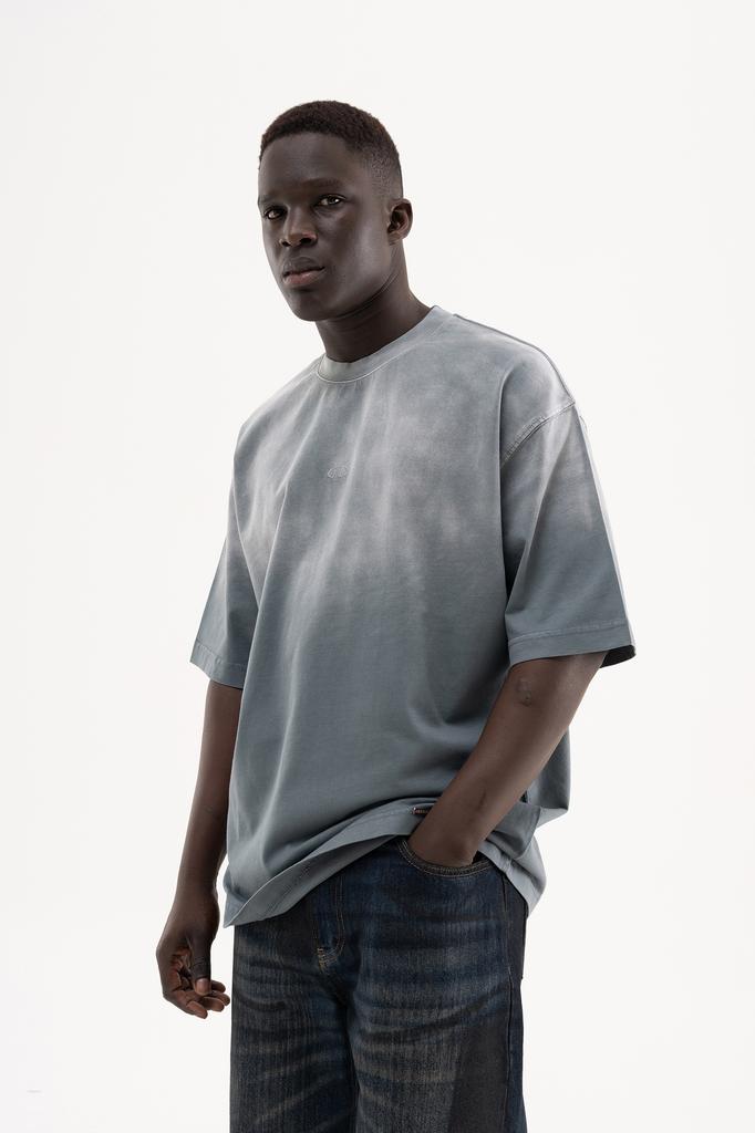 Machinist Men's Oversized T-shirt with a Gradient and Distressed Effect – Light Grey S
