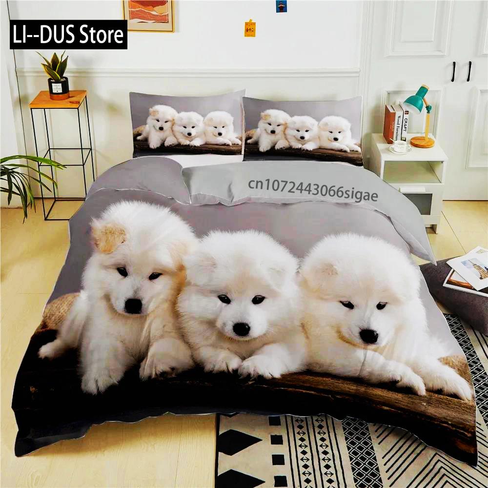 3D Hunde Bettwäsche Set Niedliches Französische Bulldogge Welpe Bettbezug Sets Cartoon Bettdecke Haustiere Heimtextilien Queen 2/3Stk. King Full