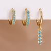 2PCS Classic Blue Zirconia Small Huggie Hoop Earrings Set For Woman 14K Gold Plated Helix Tragus Cartilage Piercing Jewelry