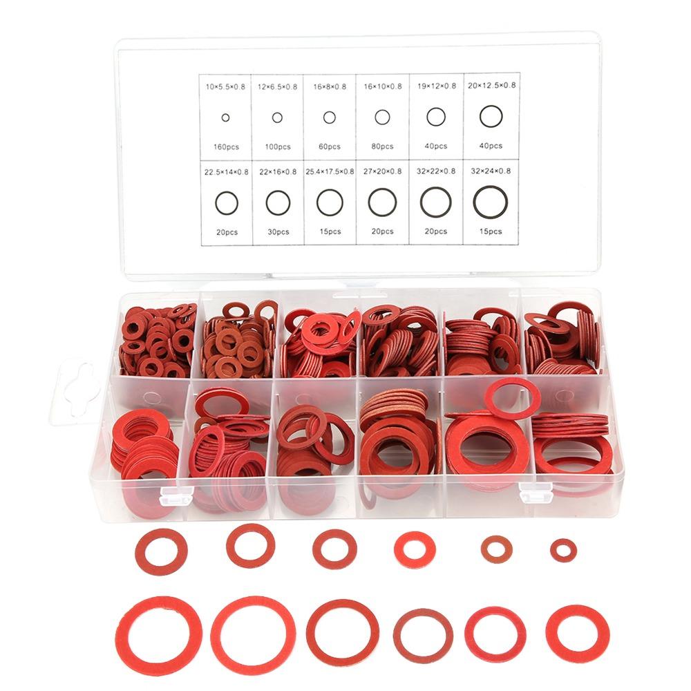 600 PCS 12 Different Sizes Fiber Flat Washers Kit With Plastic Storage Box Vulcanized Fiber Gasket Insulation Washer Assortment