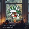 Halloween Acrylic Ghost Hanging Decoration with Plant Design for Indoor Outdoor Use Seasonal Holiday Ornament Hanging Chain Included