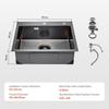 55cm Kitchen Sink Topmount Single Bowl Drop-In Basin Stainless Steel Black