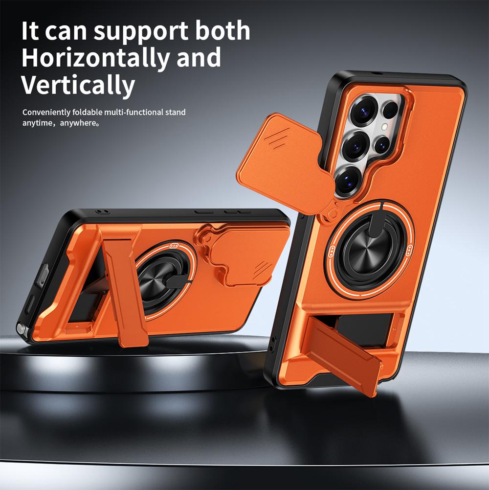 KEYSION Magnetic Phone Case for Samsung Galaxy S25 S26 Ultra S26+ S25 FE Slide Camera Protection Upright Kickstand Ring Shockproof Cover