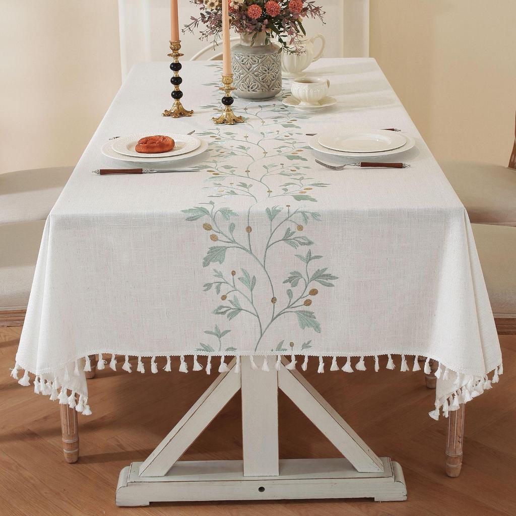 Nordic Style Waterproof and Oil-Proof Cotton-Linen Dining Tablecloth - Rectangular, High-End Feel for Coffee Tables.