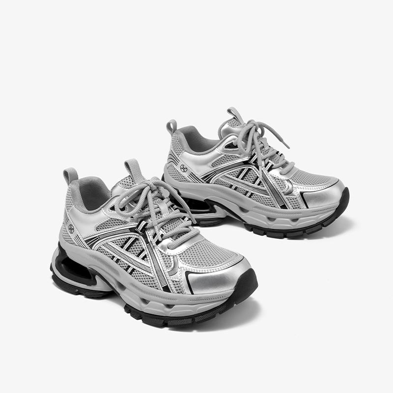 Fashion BEAUTODAY Casual Sneakers Women Air Mesh Sick Sole Round Toe Lace-up Mixed Colors 2024 Spring Ladies Shoes Handmade C29A02