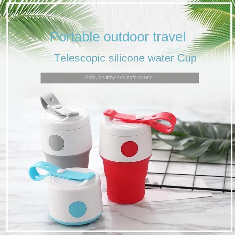 Neu Klapp Silikon Kaffee Tasse Outdoor Reise Nicht-Slip Band Deckel Tragbare Verstellbare Tasse