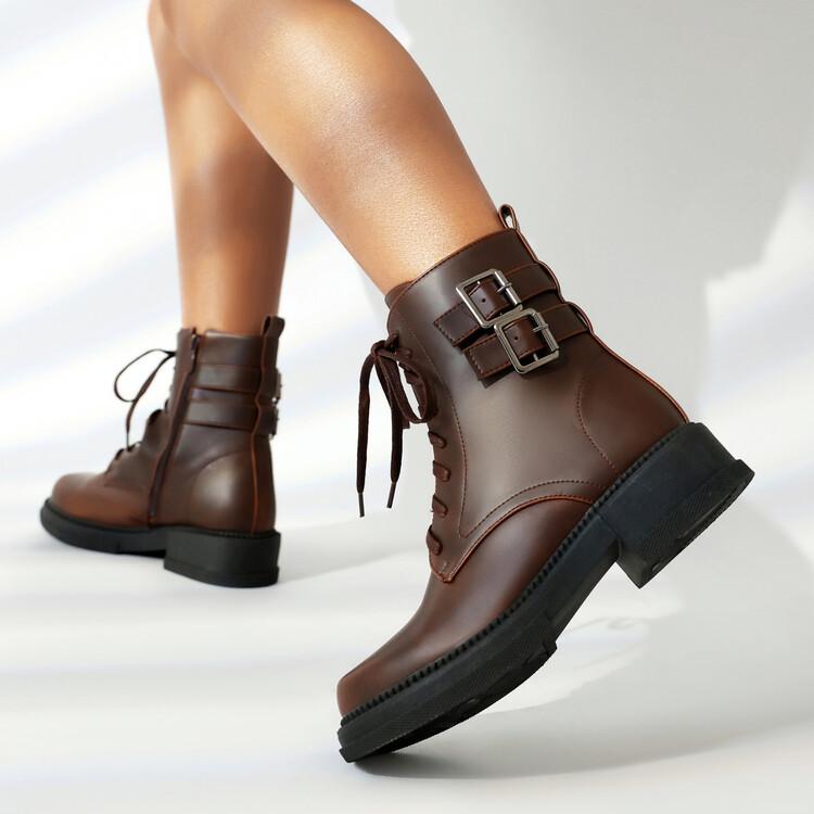 Spring and Autumn Low Heel Short Boots Women's  40-43 Women's Boots Strap Martin Boots