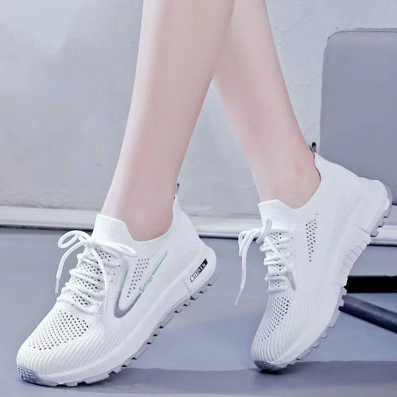 Spring New Flying Mesh Sneakers Women's Small White Breathable Flat Casual Shoes Soft Soled Shoes