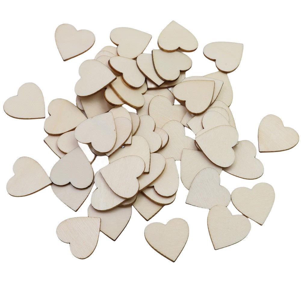 18mm Wooden Heart Chips, 100pc Pack - Colored Wedding & Festival DIY Decorations