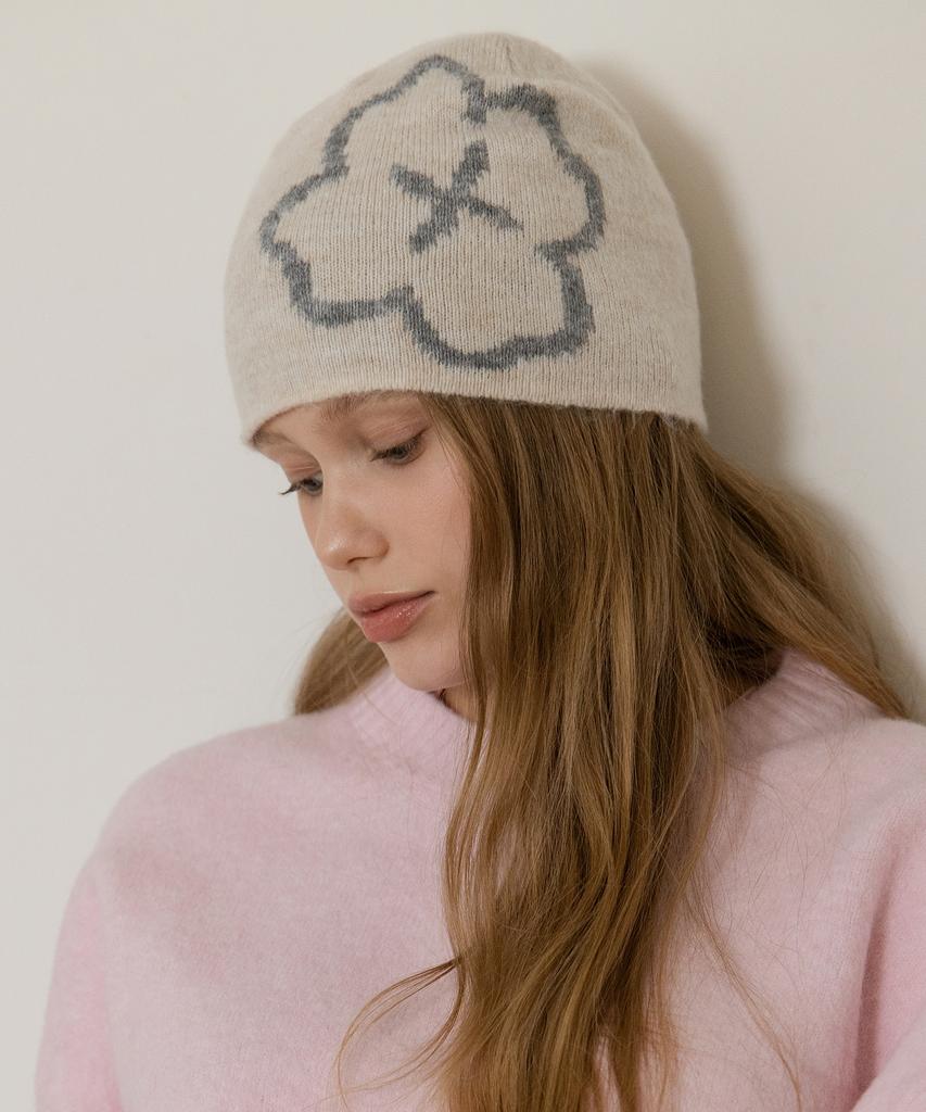 Tatiana Sketch Flower Knit Beanie Ht8244 2 Colors
