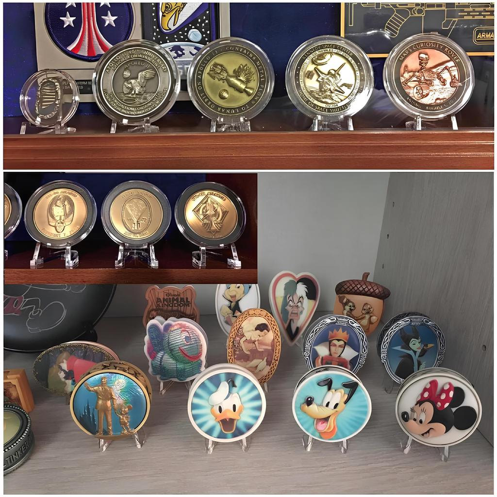 ColorfylCoco Acrylic Small Item Display Small Easel Set of for Displaying and Organizing Commemorative Stand, Stand, 16, Coins, Medals, Badges, Etc.