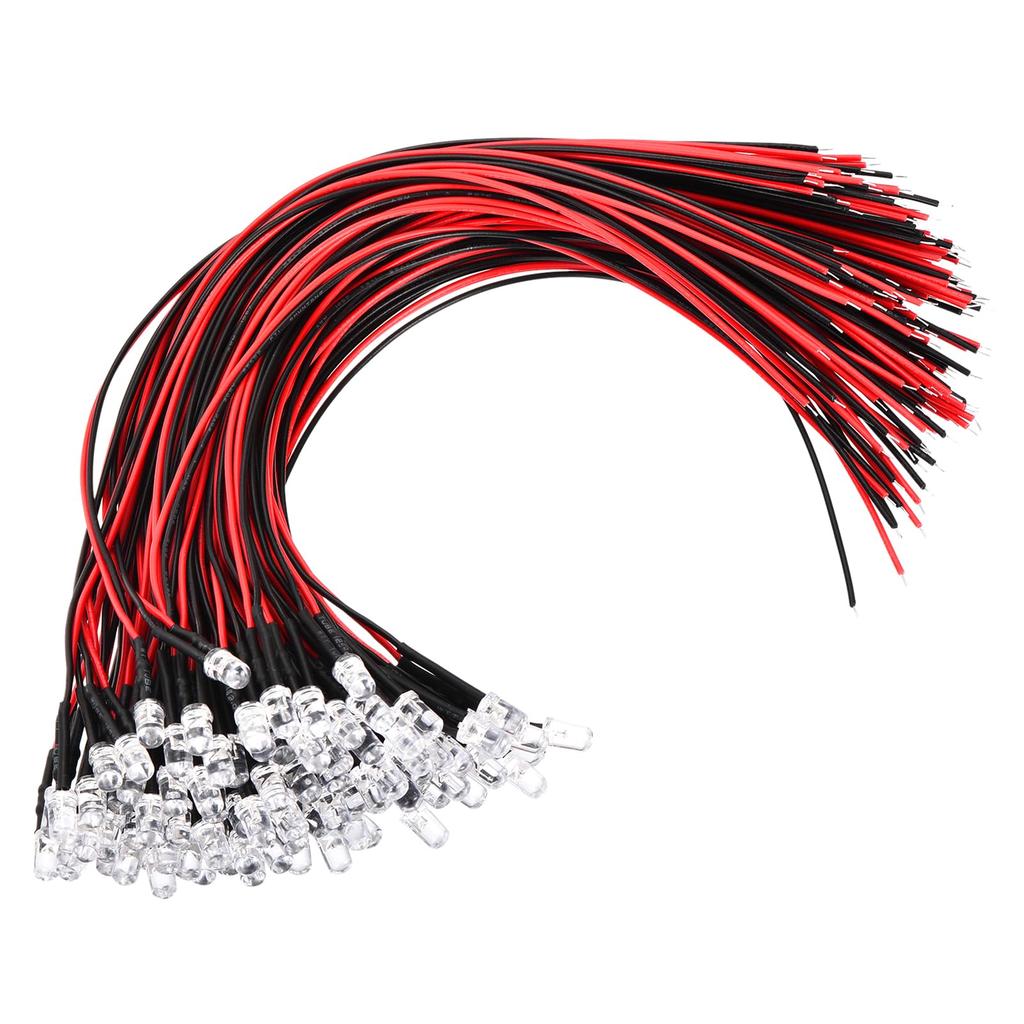 PATIKIL Light Emitting Diode with Wiring 5mm LED Diode Light 100pcs 9- Bullet Shape