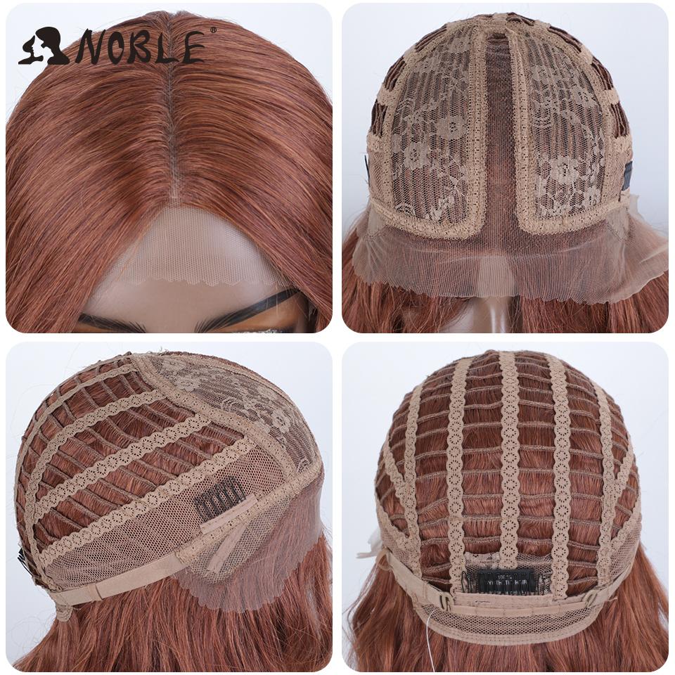 Noble Synthetic Lace Front Wig Long Wavy Ombre Blonde Wig Red Wigs Lace Part Synthetic Lace Wigs For Women Lace Front Wigs