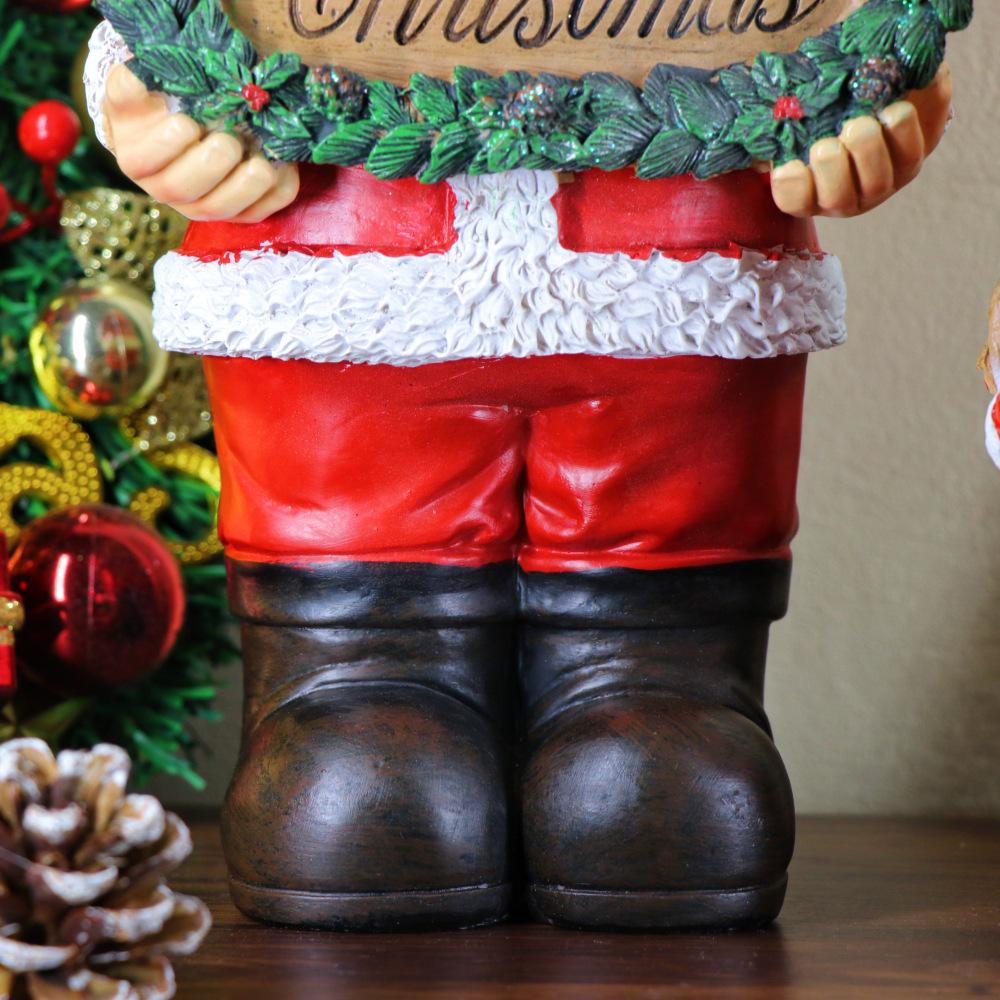 Santa Claus Resin Figurine with Merry Christmas Sign - Festive Home Decoration