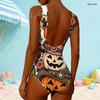 Women Plus Size One Piece Swimsuit High Round Neck Sleeveless Sloth Moon Printed