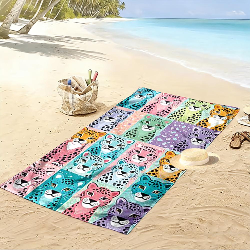 Colorful Leopard Pattern Design Beach Towel - Beach Towel Quick-drying for Travel Outdoor Sports Jogging Beach and Swimming