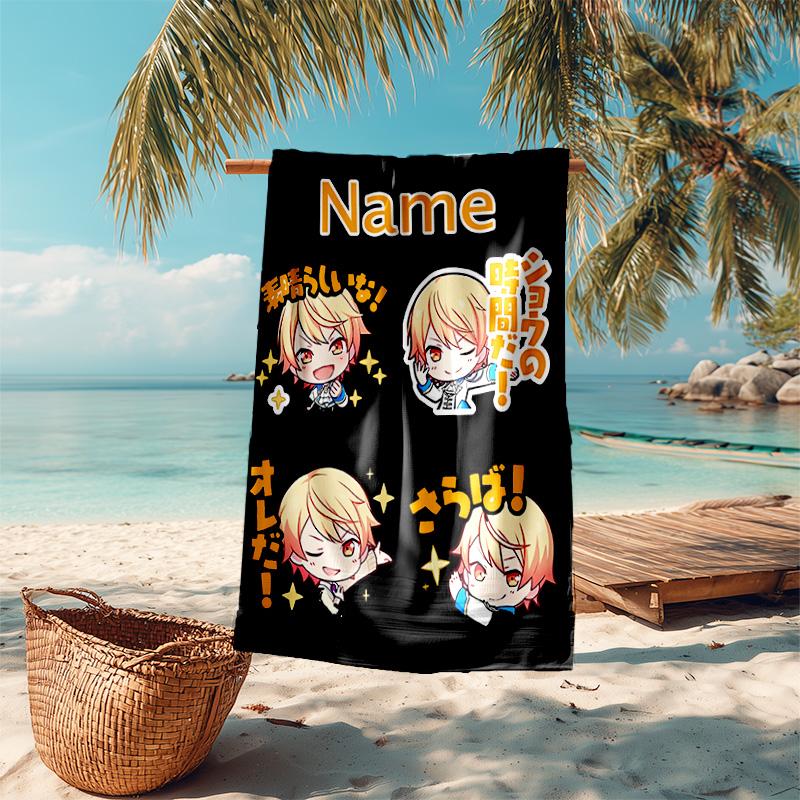 Personalized customized proof beach towel with Tsukasa Tenma pattern - soft, absorbent,quick-drying,perfect swimming,camping&bathing